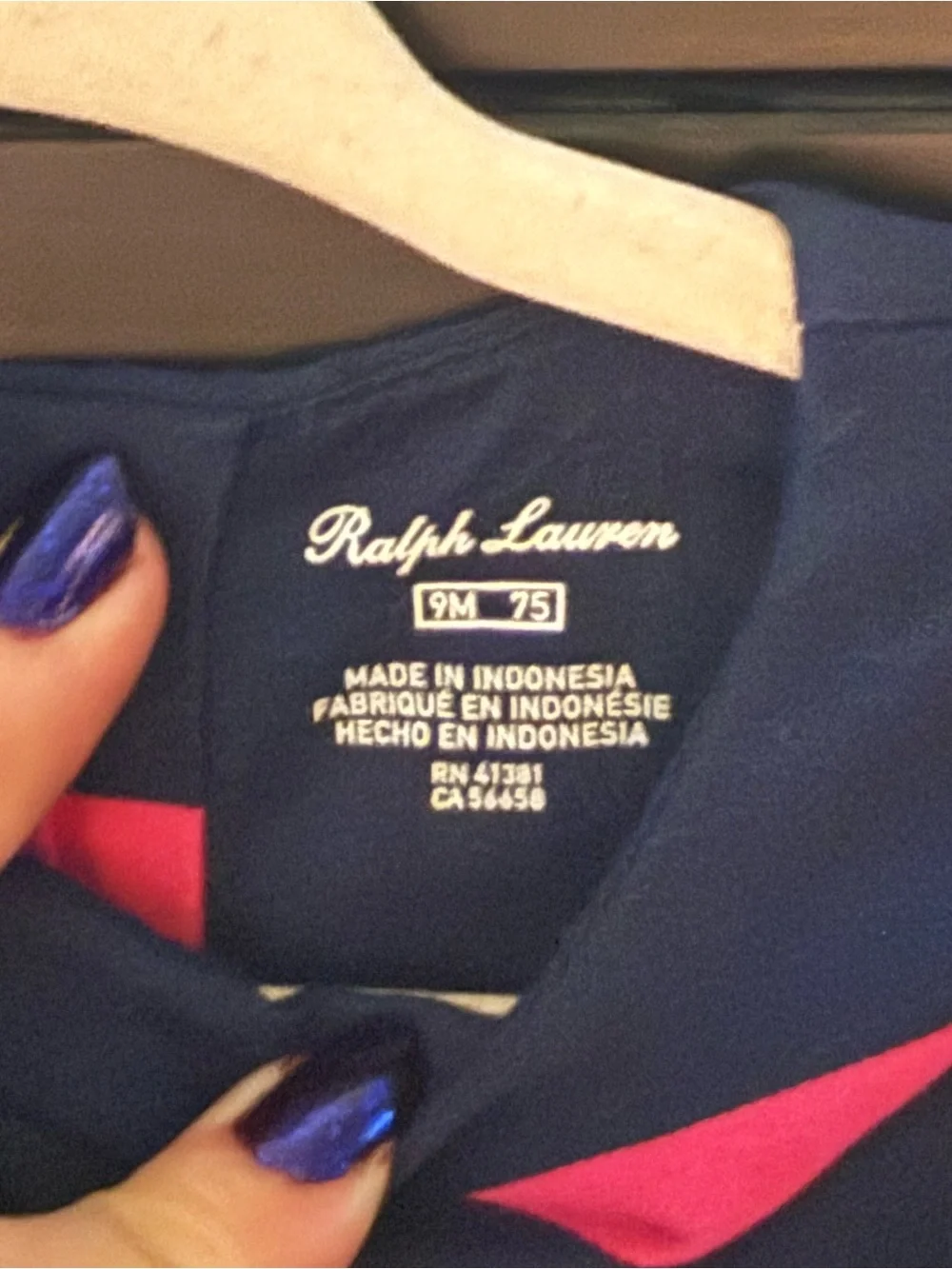 Ralph Lauren Navy and Pink Striped Dress - 9m